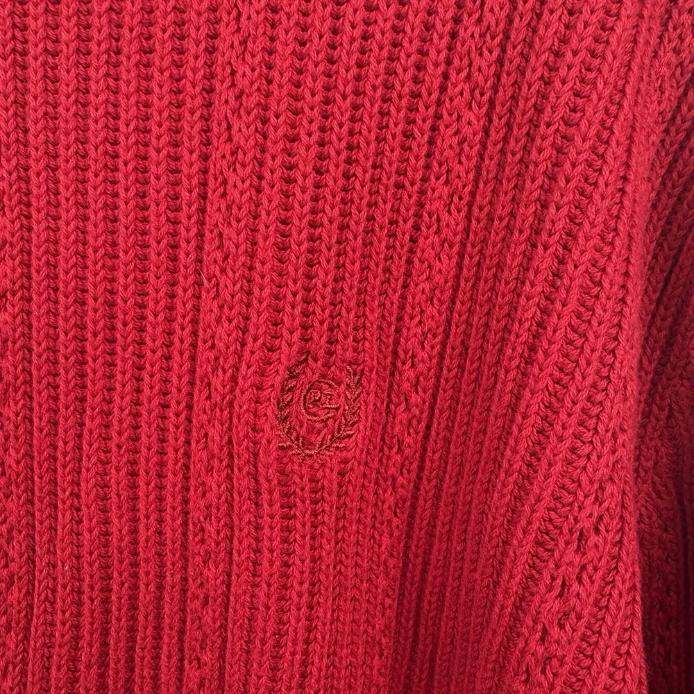 NWT VTG Deadstock Chaps Ralph Lauren Red Holiday Knit‎ Sweater 100% Cotton Sz L